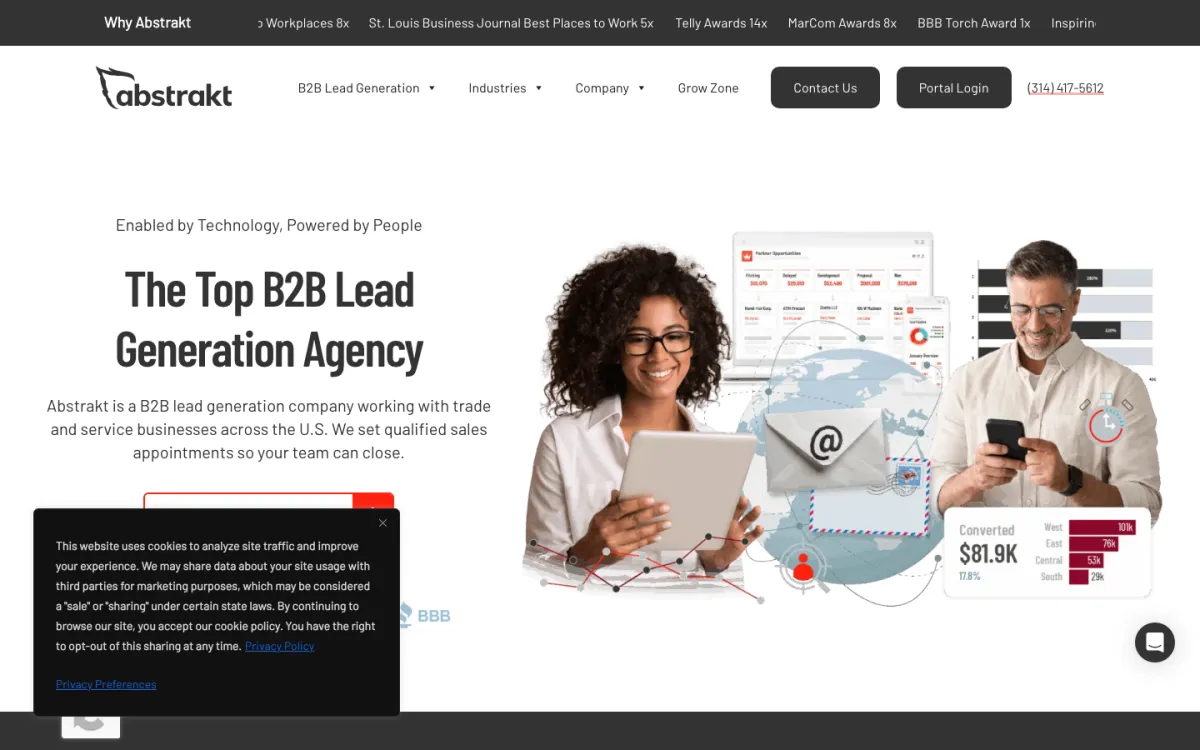 Abstrakt Marketing Group homepage, captured September 28, 2026