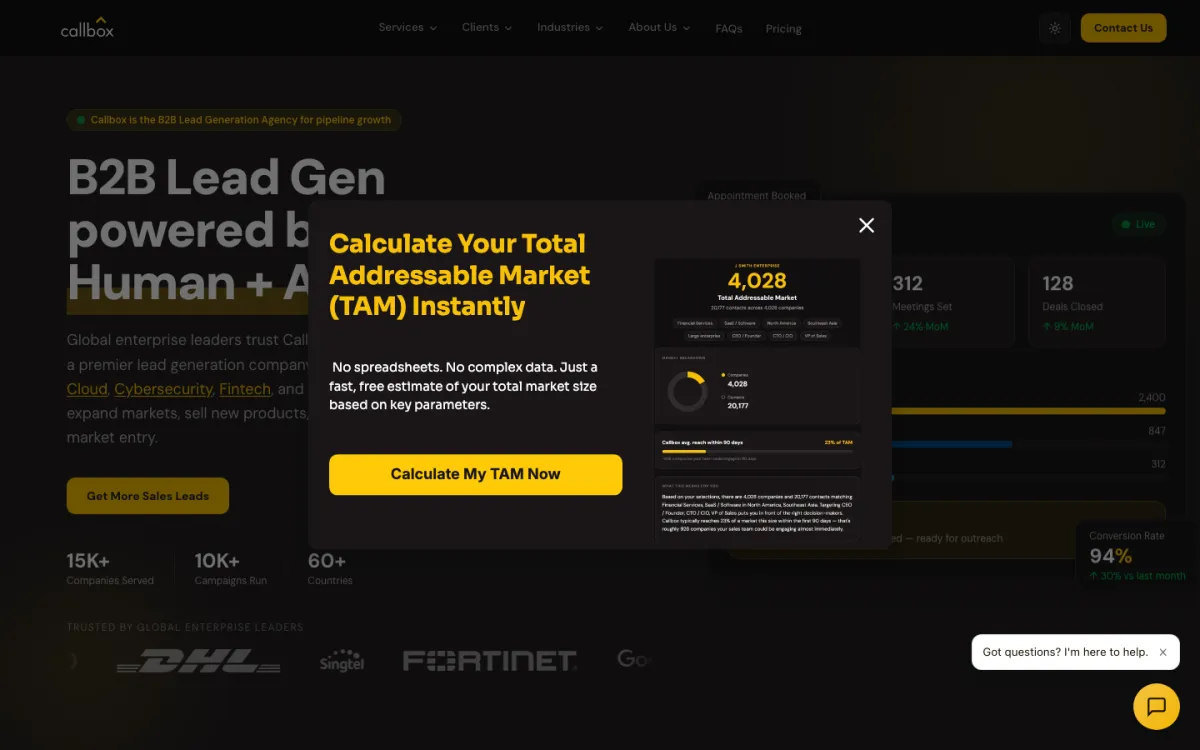 Callbox homepage, captured September 28, 2026