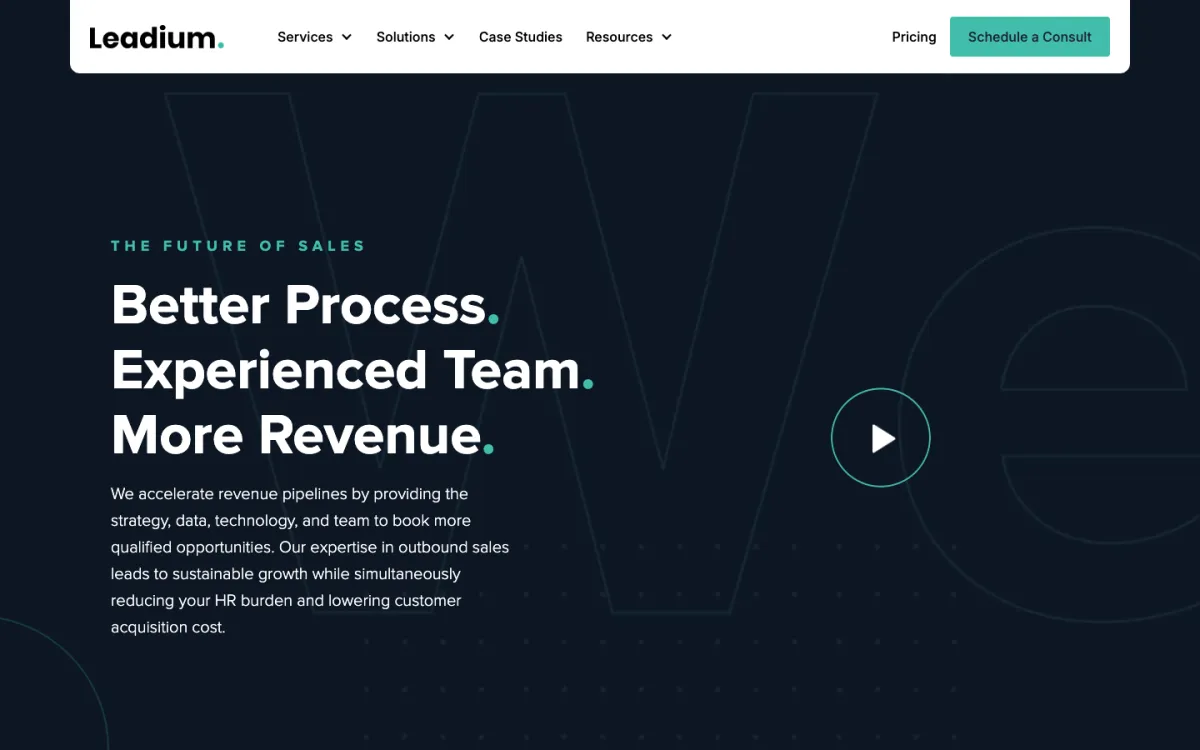 Leadium homepage, captured September 28, 2026