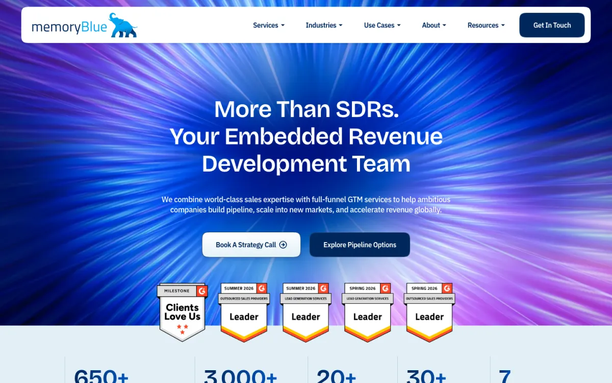 memoryBlue homepage, captured September 28, 2026